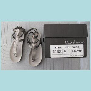 Flat Sandals Size 6 Pewter Color David Isaac BELINDANWT 🆕